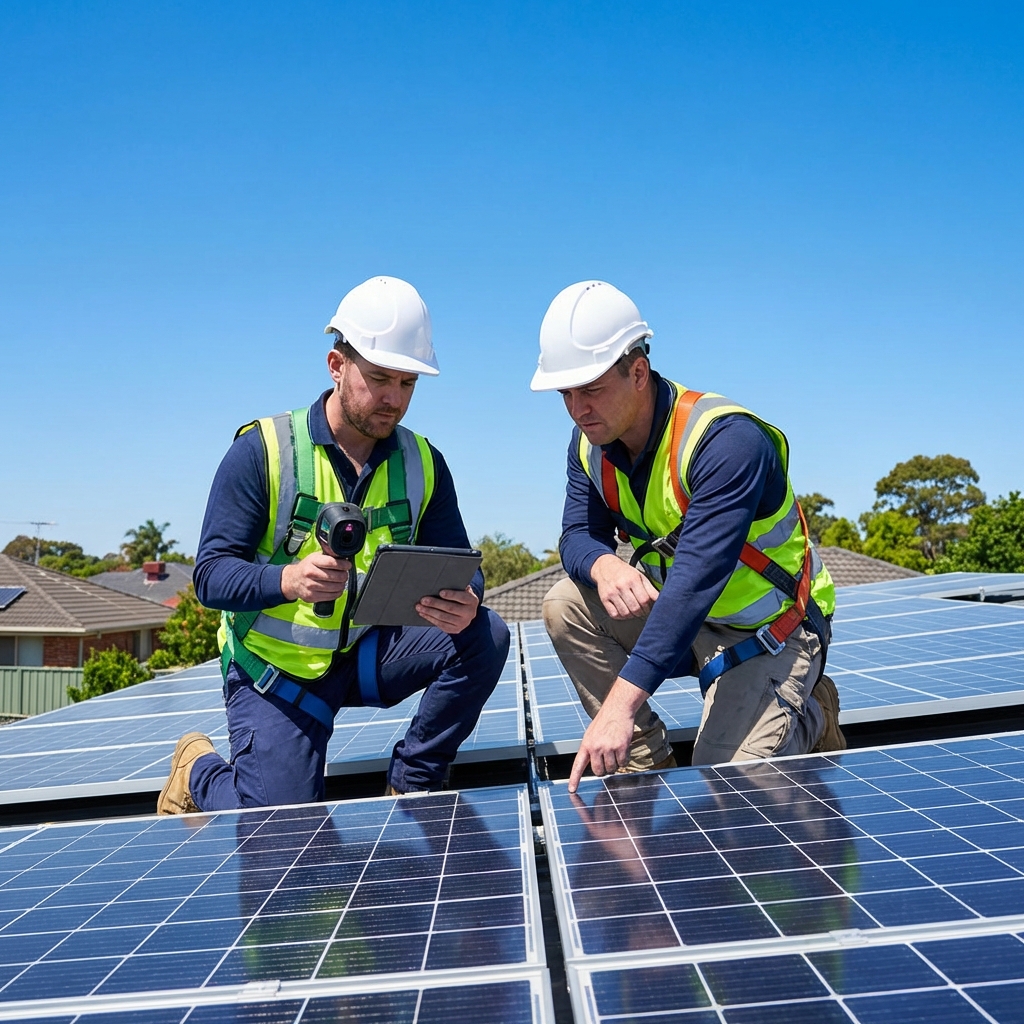 Solar Team working on panels